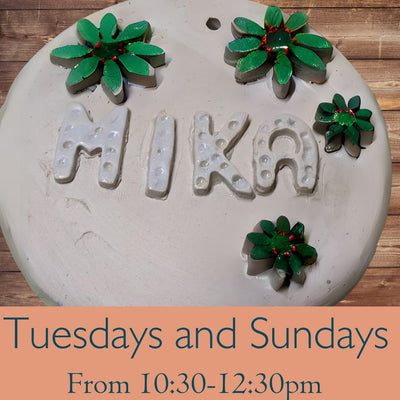 Christmas Clay Name Boards Kids Workshop